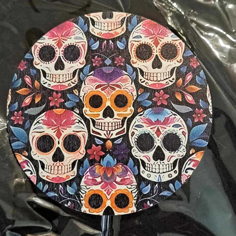 Skull Coasters Dio de los Muertos , Floral Skull 6-Pack
